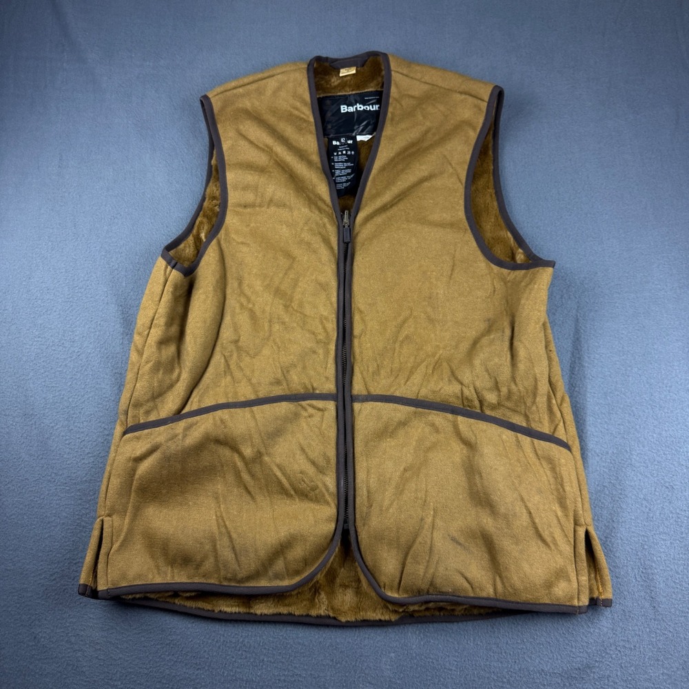 Barbour Vest Men's 42 Brown MLI0004 Warm Pile Zip In Liner Gilet Jacket Vest